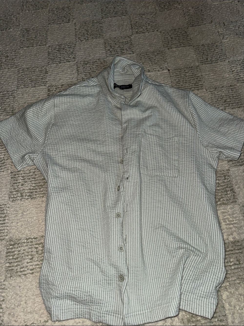 Casual Short-Sleeve Button-Down Shirt in Light Blue Stripe